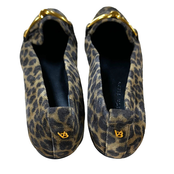 Veronica Beard NWOB Champlain Chain Leopard Suede Loafer Size 5M Gold Vamp - Picture 3 of 9